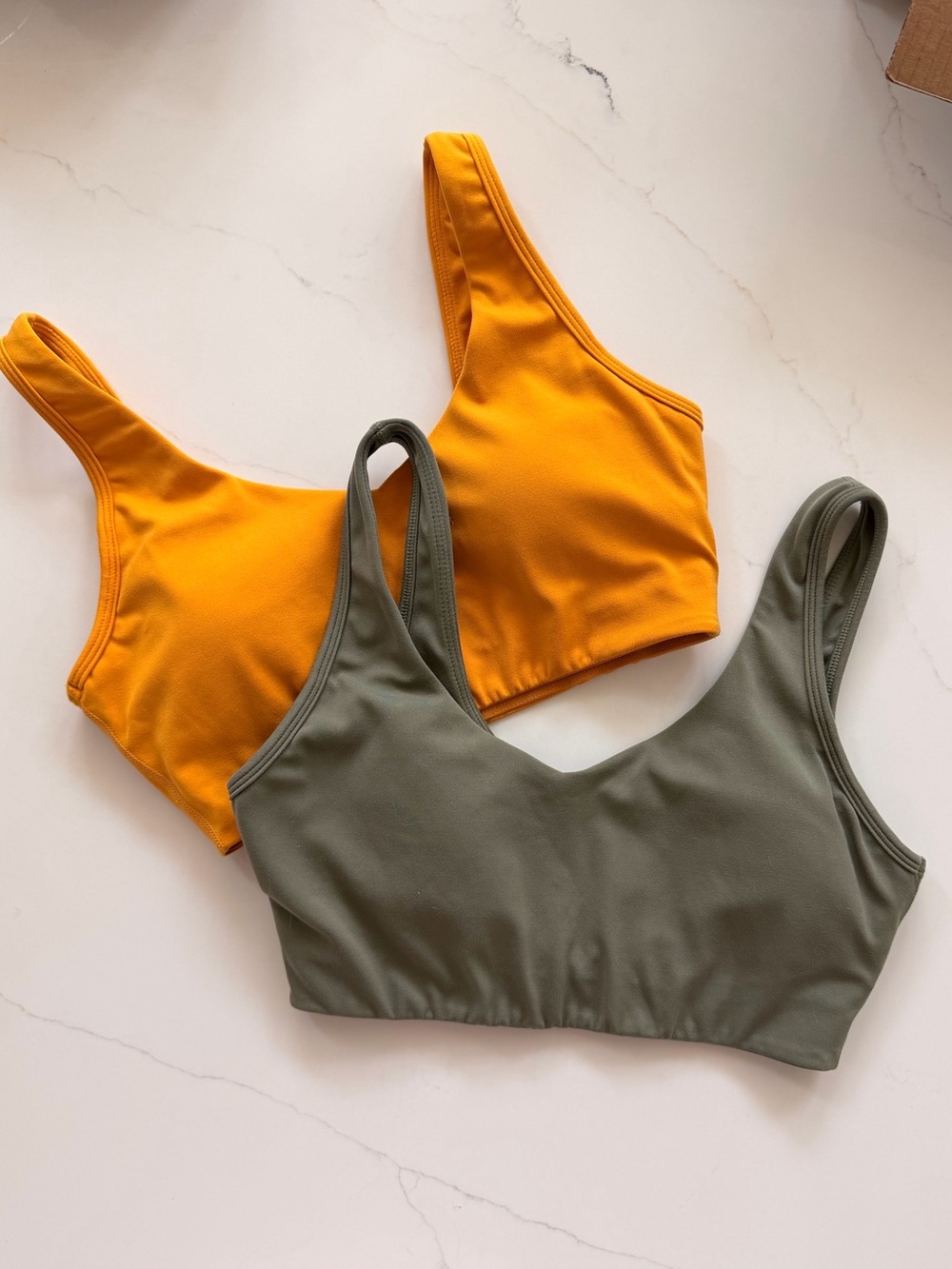 PARAGON Dual-Pack Scoop Bralettes in Mustard Yellow and Olive